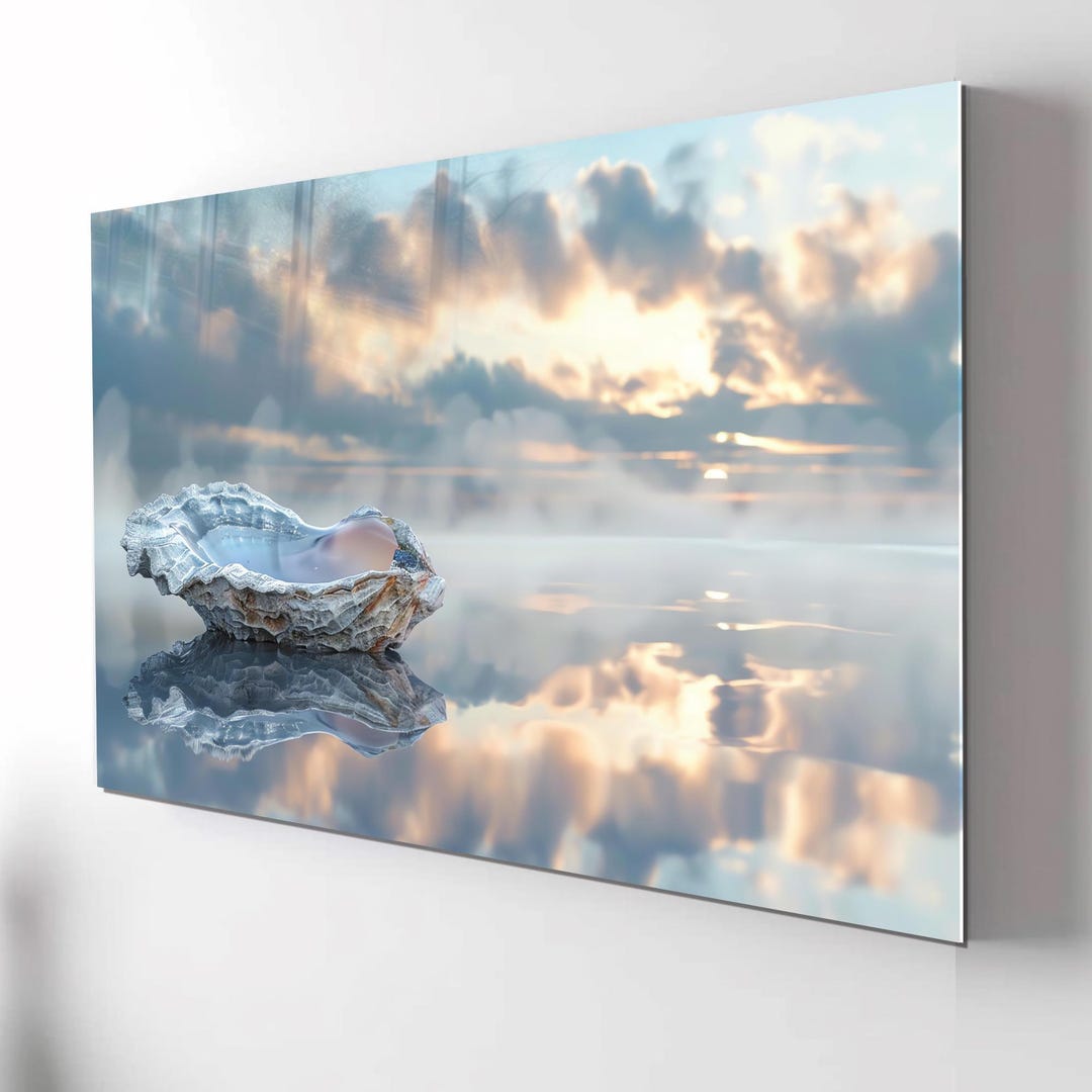 Pearl in Oyster Tempered Glass Wall Art, Coastal Ocean Decor - Etsy