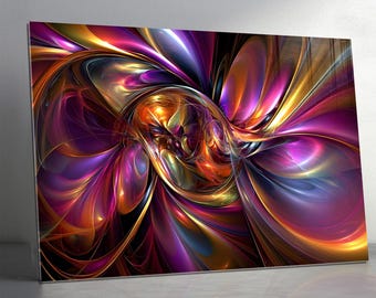 Tempered Glass Wall Art : Purple Gold Abstract Wall Decor
