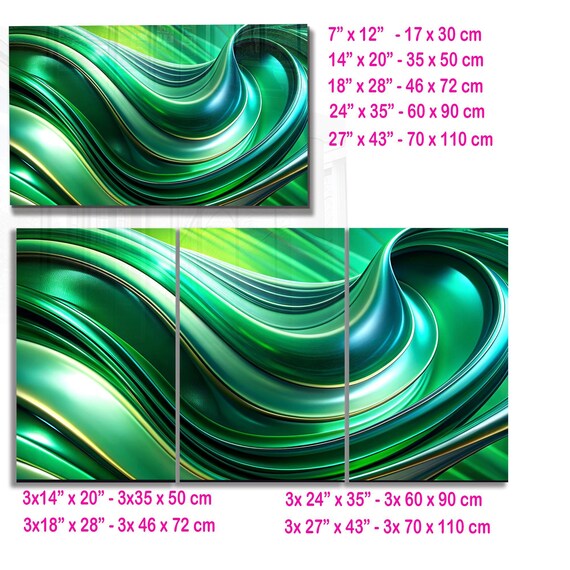 Tableau En Verre Trempé Vert - Art Mural Abstrait Moderne - Taille Sur Mesure