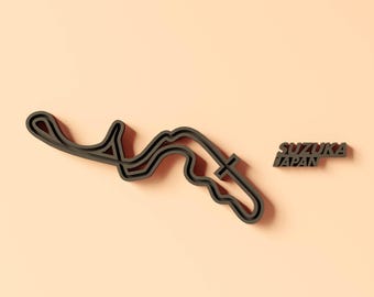 Suzuka 3D Printed Race Track Wall Art: Custom Sim Racing Decor