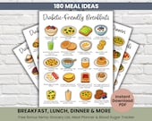 Diabetic Food List Printable – Diabetes Meal Planning Chart, Low Carb High Fiber Foods, Prediabetes - Gestational Diabetes Diet Guide