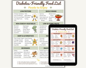 Diabetes Food List: Prediabetic & Type 1/Type 2 Diet Plan (Printable Download)
