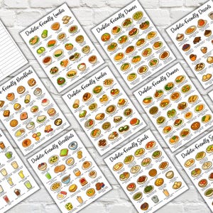 Printable diabetic meal plan and food chart bundle featuring 180 meal ideas: breakfasts, lunches, dinners, snacks, beverages, and desserts. Includes diabetic food list, low carb meal guide, high fiber chart, and symptom tracker pages. Perfect for type 2 diabetes, prediabetes support, and gestational diabetes diet planning. Editable meal planner and blood sugar tracker included.