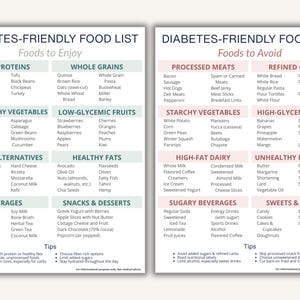 Liste et tableau des aliments pour diabétiques - Prédiabétique et diabétique de type 1 et de type 2, menu, régime alimentaire, aliments faibles en glucides, téléchargement imprimable