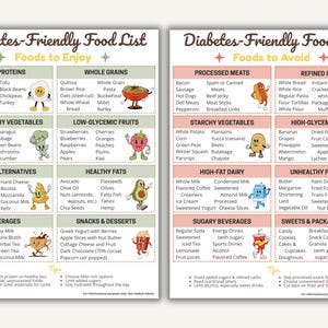 Liste et tableau des aliments pour diabétiques - Prédiabétique et diabétique de type 1 et de type 2, menu, régime alimentaire, aliments faibles en glucides, téléchargement imprimable