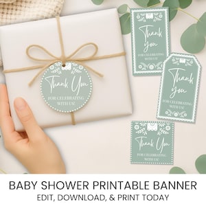 Cielito Lindo Baby Shower Favor Tags, Round Talavera Baby Sprinkle Fiesta Favors, Papel Picado Decor, Mexican Bautizo Invitation Idea BS202