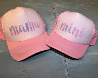 Mama & Mini Glitter Trucker-keps, specialdesignad, skumframsida
