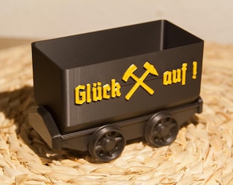 Mining wagon "Glück auf!" - As a gift or decoration for Ruhr area fans - variant as a piggy bank
