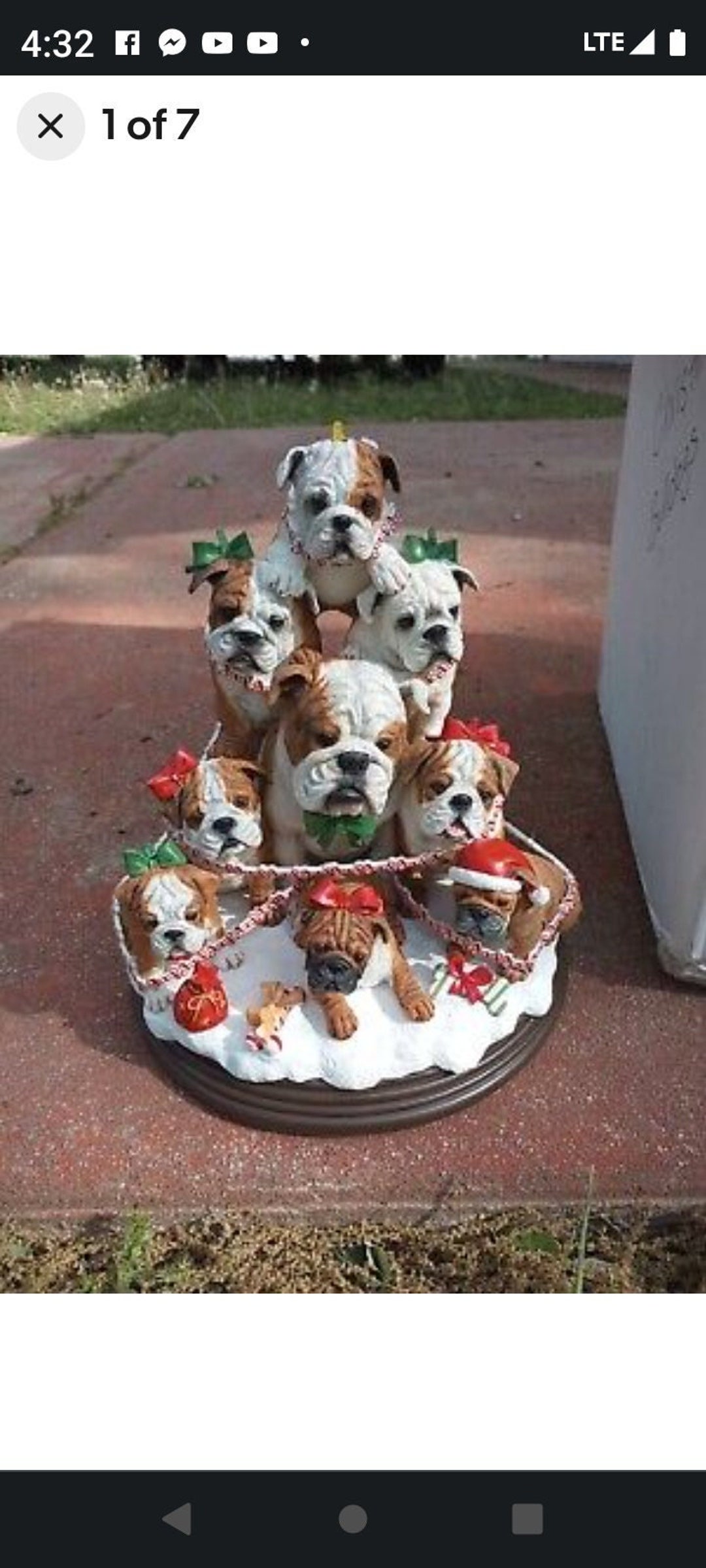 Vintage Danbury Mint the Bulldog Family Christmas Tree W/star and Box