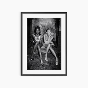 Naomi Campbell, Kate Moss, impresiones fotográficas, póster retro, impresión de moda, arte mural en blanco y negro, póster fotográfico con calidad de museo