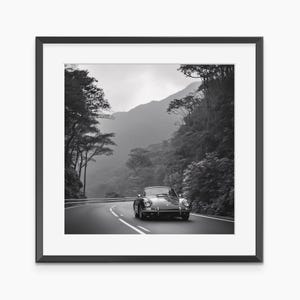 Affiche Porsche, tirages de photographies, art mural Porsche, affiche Porsche 911, art mural noir et blanc, affiche de photographie de qualité musée