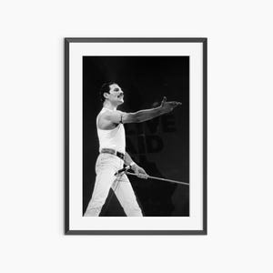 Freddie Mercury, impresiones fotográficas, póster musical, arte de Freddie Mercury, arte mural en blanco y negro, póster fotográfico de calidad de museo