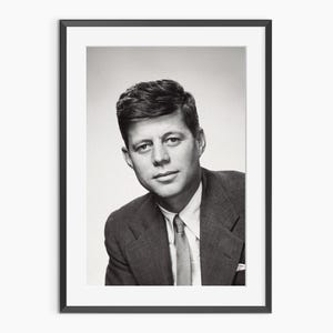 John F Kennedy, Photography Prints, Celebrity Portrait, John F Kennedy Print, Black and White Wall Art, Museum Quality Photography Poster