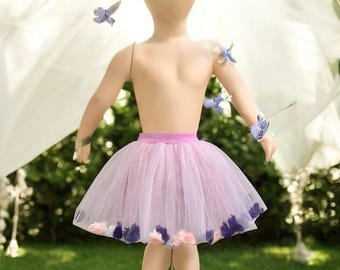 Tutú rosa para niña pequeña, falda de tul hecha a mano, vestido para niña de las flores, atuendo de cumpleaños, regalo para baby shower