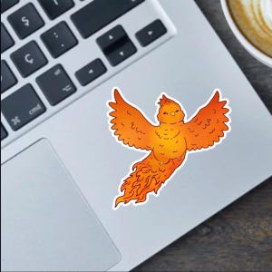 手描きベビーフェニックスステッカー - かわいい神話の鳥ビニールステッカー Procreate アート、防水＆耐候性ファンタジーラップトップまたはジャーナル装飾