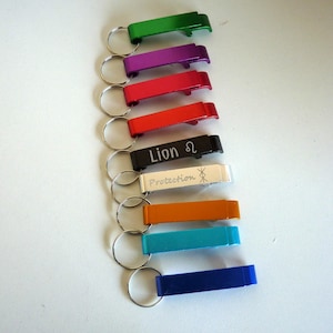 metal bottle opener, key ring to engrave and personalize