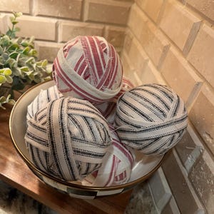 Red and black rag balls / bowl filler / home decor / rustic