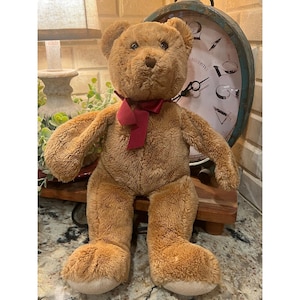 Vintage Teddy Bear With Brown Ribbon - Etsy