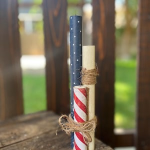 houten vuurwerk/ houtkaarsen Fourth of July / Stars and Stripes / patriottisch / Gelaagd dienbladdecor
