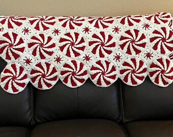Christmas Starlight Peppermint Swirl Blanket, Handmade Crochet ...