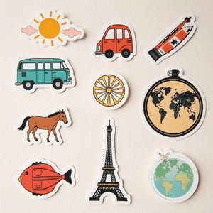 Pegatinas divertidas imprimibles, Pegatinas para diario, para planificador, impresión de pegatinas, niños, viajes, descarga instantánea.