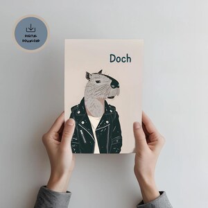 Cool Capybara Poster Printable, Funny Capybara Art, Digital Download Capybara, Capybara Wall Art, Capybara Illustration, Doch Art Print,
