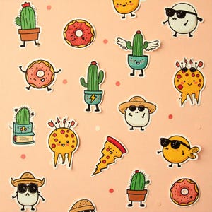 Pegatinas divertidas imprimibles, Pegatinas para diario, para planificador, impresión de pegatinas, niños, viajes, descarga instantánea.