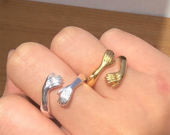 Hug Ring for Granddaughter, Adjustable Silver, Gold & Rose Gold, Meaningful Birthday and Christmas Gift, Cute Keepsake Jewelry, Gift For Her