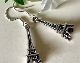Eiffel Tower Earrings, Sterling Silver Wires, For the Francophile, French Earrings, French Inspired, Silver Earrings, Earring Gift