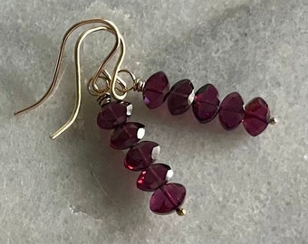 Garnet and 14K Gold Filled Earrings, Modern Earrings, January Birthstone, Garnet Earrings, Handmade Earrings, Earring Gift, January Birthday