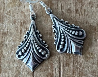 Art Deco Style Earrings, Vintage Inspired, Silver Plated Earrings, Handmade Earrings