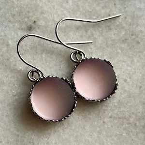 Pink Sea Glass Earrings, Beach Glass Earrings, Soft Pink, Stainless Steel Earrings, Filigree Earrings, Hypoallergenic Earrings, Nickel-ffree