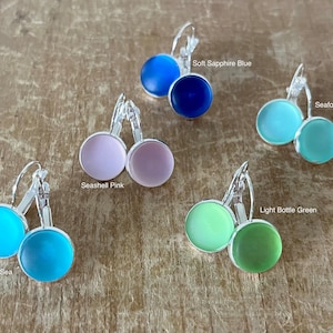 SALE Silver Sea Glass Earrings, Beach Glass Earrings, Beach Jewelry, For the Beach Lover, Colorful Earrings, Sea Glass Jewelry