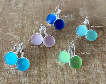 SALE Silver Sea Glass Earrings, Beach Glass Earrings, Beach Jewelry, For the Beach Lover, Colorful Earrings, Sea Glass Jewelry