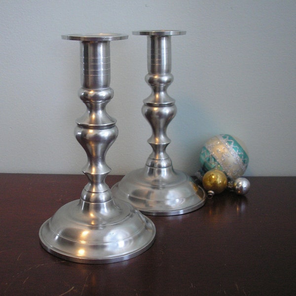 Vintage Pewter Candle Holders, Farmhouse, Entertaining, Rustic Decor, Country Christmas