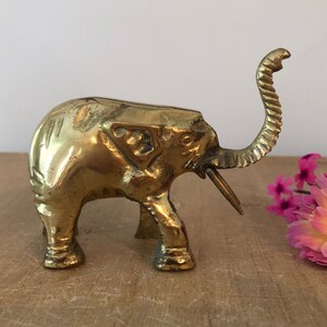 Vintage Brass Elephant, Elephant Decor, Elephant Paperweight, Vintage Decor, Brass Animal, Brass Figurine, Good Luck Charm, Ring Holder