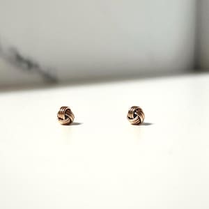 14k Yellow Gold Love Knot Stud Earrings | Dainty Minimalist Earrings | Real Gold Knot Studs