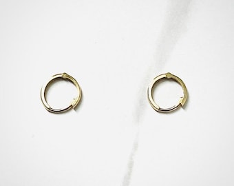14k Yellow Gold Huggie Hoop Earrings Minimalist Dainty Solid Gold Hoops