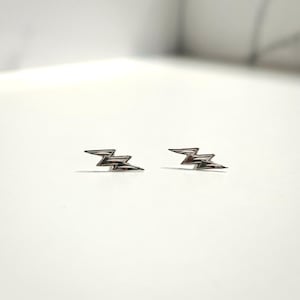14K White Gold Lightning Bolt Stud Earrings | Dainty Minimalist Jewelry for Women