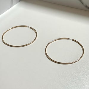 Large 14K Gold Hoop Earrings - Lightweight, Classic Round Hoops for Everyday or Dressy Look