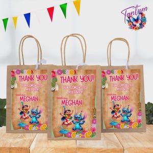 Bearbeitbare Lilo und Stitch-Geschenkbeutelanhänger, Lilo und Stitch-Leckerli-Taschen, Lilo und Stitch-Snackbeutel, Themenpartybevorzugungsbeutel EDITIERBARE DIGITAL LS05
