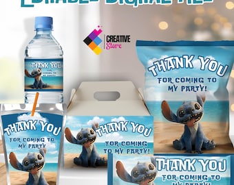 Stitch Party Favor Wrappers, Bottle Labels, Chip Bag (INSTANT DOWNLOAD) ST03