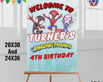 Spidey Birthday Welcome Sign, Editable Party Poster (Digital Download)