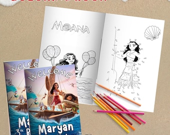 Editable Moana Coloring Book, Vaiana Party Favors (Digital Printable)