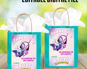 Etiquetas editables para bolsas de regalo de la Chica Araña Fantasma (archivo digital) S38