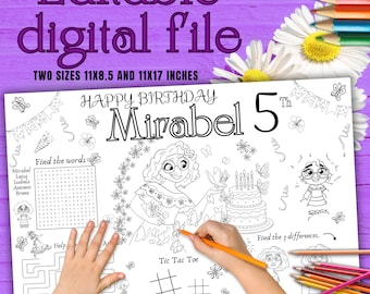 Encanto Birthday Placemat, Mirabel Coloring Page (Digital Download)