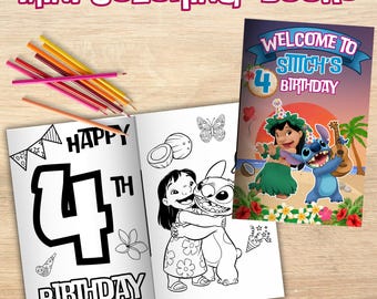 Editable Lilo and Stitch Coloring Book, Party Activities (Digital File) LS05 LS05