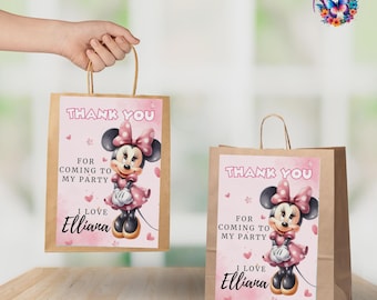 Editable Minnie Favor Bag Tags, Party Treat Bags (Digital File) M09