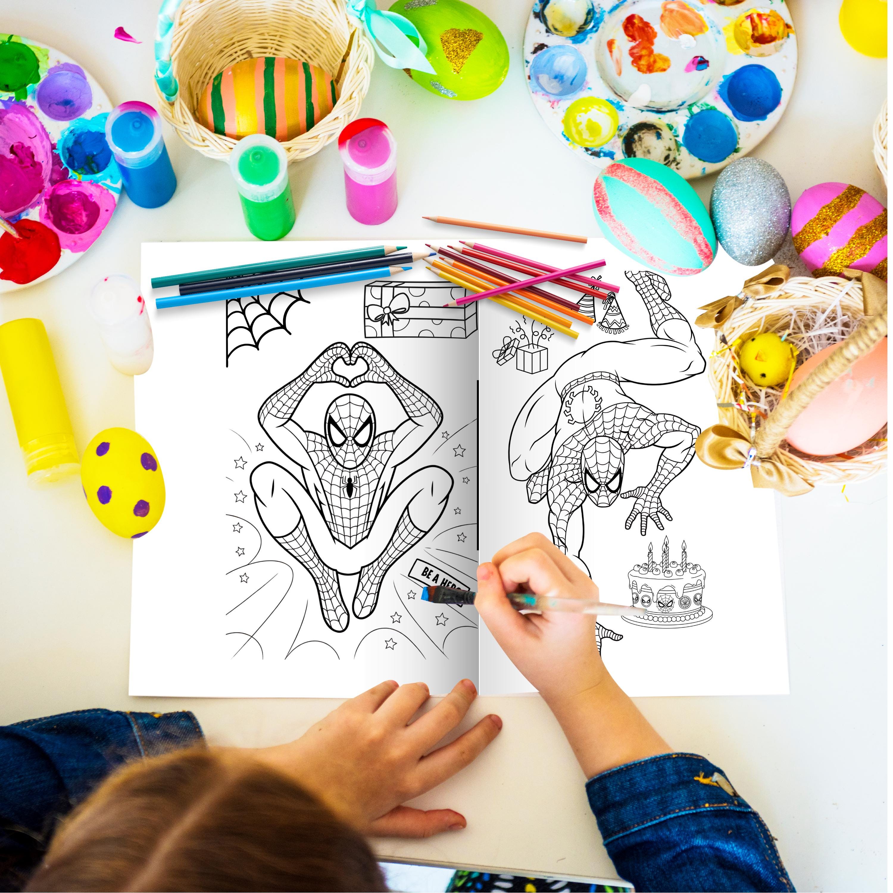 Editable Spiderman Birthday Mini Coloring Book, Party Favor (digital ...