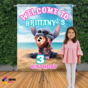 Stitch background Design, Lilo and stitch Personalized Banner,Lilo & stitch birthday Party,Custom Backdrop design,DIGITAL FILE LS05